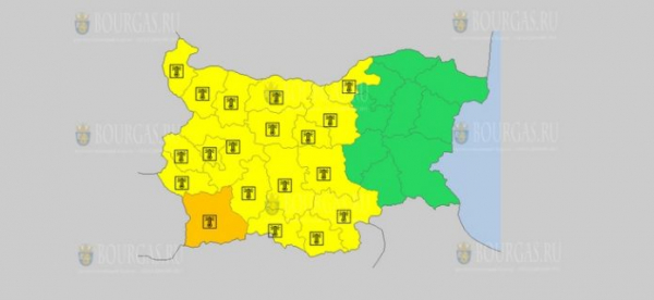 На 14-е августа в Болгарии — горячий Желтый код опасности