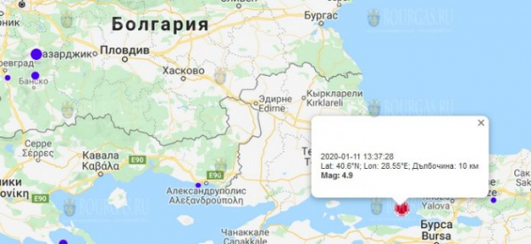 11 января 2020 года на Западе Турции произошло землетрясение, которое ощущалось в Бургасе