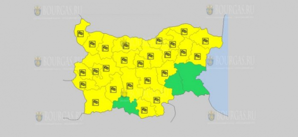 На 30 января в Болгарии — ветреный Желтый код опасности