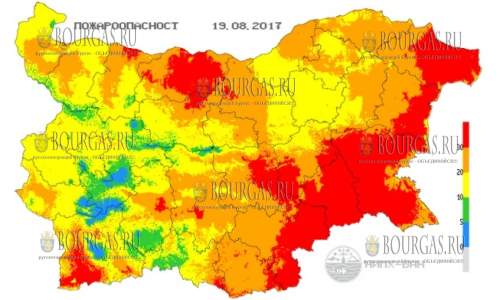 19 августа 2017 года в Болгарии экстремальный индекс пожарной опасности