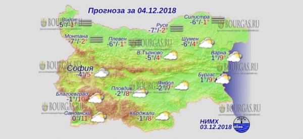 4 декабря в Болгарии — днем +11°С, в Причерноморье +9°С