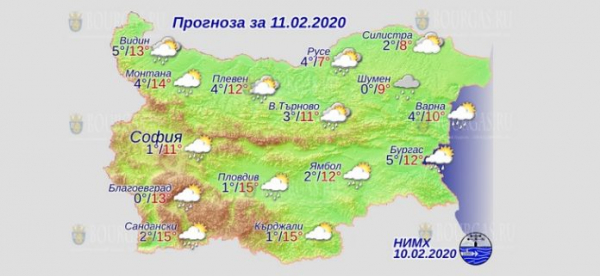 11 февраля в Болгарии — днем +15°С, в Причерноморье +12°С