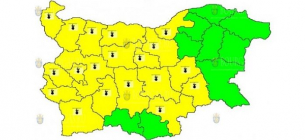 На 28-е июля в Болгарии — горячий Желтый код опасности