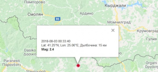 Третье землетрясение в Болгарии за сутки