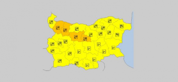 На 24 марта в Болгарии — ветреный и гололедный Оранжевый и Желтый код опасности