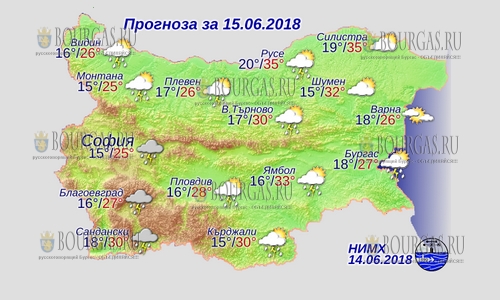 15 июня в Болгарии — погода снова испортилась, днем +35°С, в Причерноморье +27°С