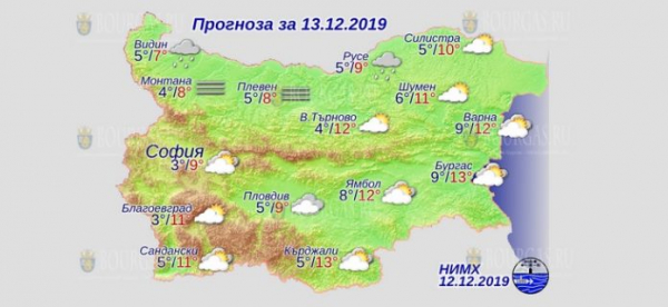 13 декабря Болгария в Болгарии — днем +13°С, в Причерноморье +13°С