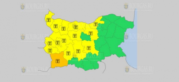 На 13-е августа в Болгарии — горячий Желтый код опасности