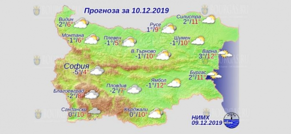 10 декабря Болгария в Болгарии — днем +12°С, в Причерноморье +12°С