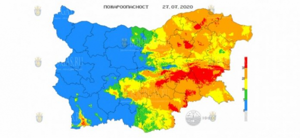 27-го июля в 10 областях Болгарии объявлен Красный код пожароопасности