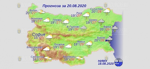 20 августа в Болгарии — днем +30°С, в Причерноморье +28°С