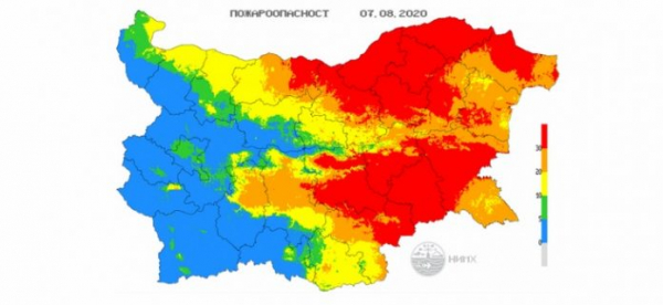 7-го августа в 15 областях Болгарии объявлен Красный код пожароопасности