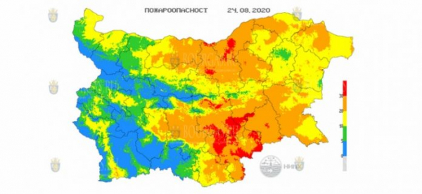 24-го августа в 9 областях Болгарии объявлен Красный код пожароопасности