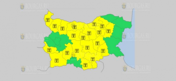 На 29 августа в Болгарии — Горячий Желтый код опасности