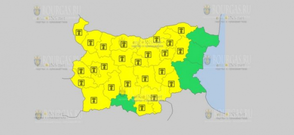 На 31 августа в Болгарии — Горячий Желтый код опасности