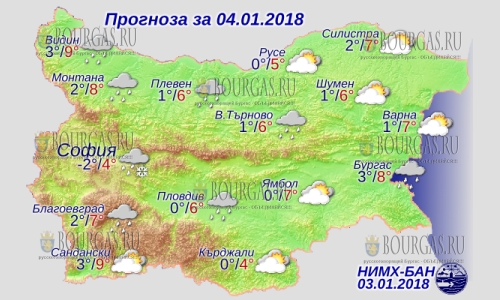 4 января в Болгарии — днем до +9°С, в Причерноморье +8°С
