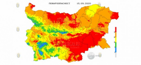 15-го сентября в 26 областях Болгарии объявлен Красный код пожароопасности