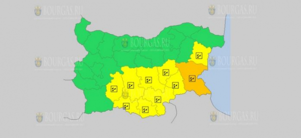 На 26-е ноября в Болгарии — дождевой Желтый код опасности