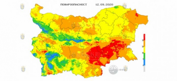 12-го сентября в 8 областях Болгарии объявлен Красный код пожароопасности