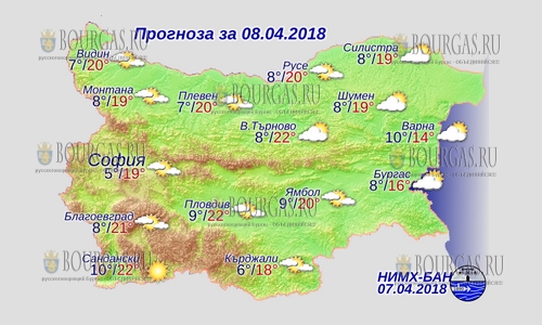 8 апреля в Болгарии — днем +22°С, в Причерноморье +16°С