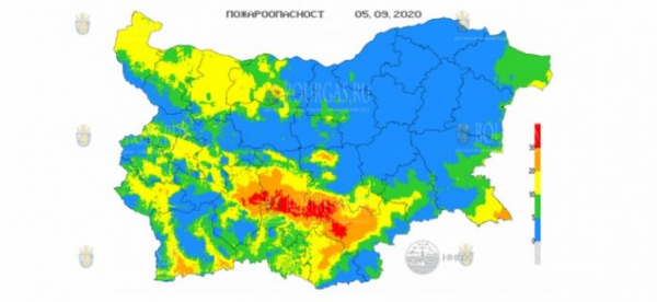 5-го сентября в 4 областях Болгарии объявлен Красный код пожароопасности