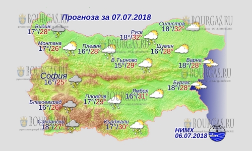 7 июля в Болгарии — днем +32°С, в Причерноморье +28°С