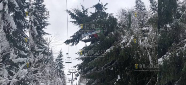 На подъемник, на горнолыжном курорте Пампорово в Болгарии, упало дерево