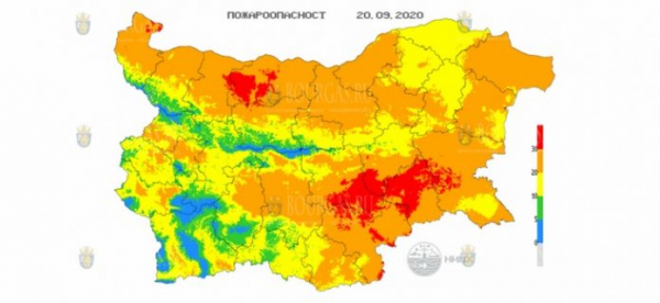 20-го сентября в 7 областях Болгарии объявлен Красный код пожароопасности