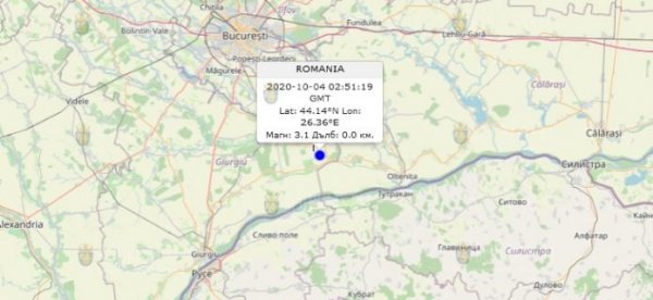 4-го октября 2020 года в районе болгаро-румынской границы произошло землетрясение