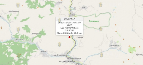 5-го октября 2020 года на Западе Болгарии произошло землетрясение