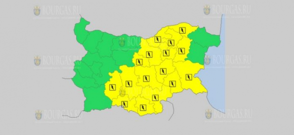 На 24-е мая в Болгарии — дождливый и грозовой Желтый код опасности