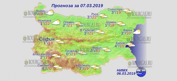 7 марта в Болгарии — днем +22°С, в Причерноморье +10°С
