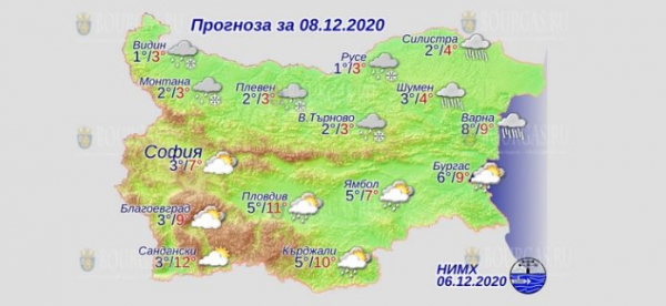 8 декабря в Болгарии — днем +12°С, в Причерноморье +9°С