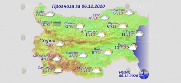 6 декабря в Болгарии — днем +13°С, в Причерноморье +13°С