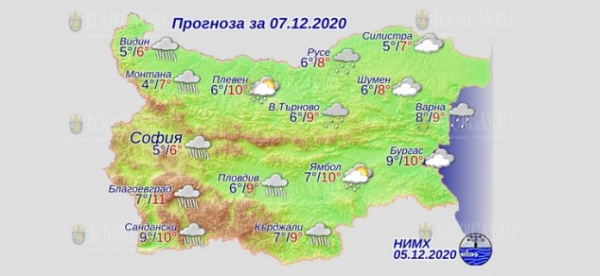 7 декабря в Болгарии — днем +11°С, в Причерноморье +10°С