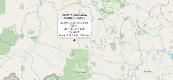 8-го декабря 2020 года на Юге Болгарии произошло землетрясение