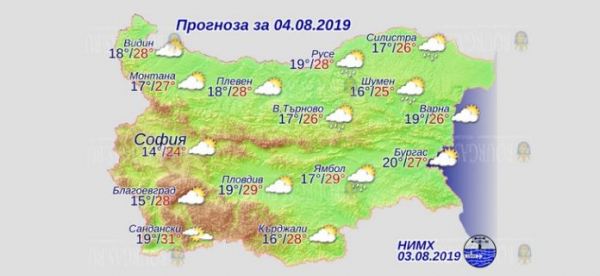 4 августа в Болгарии — днем +31°С, в Причерноморье +27°С