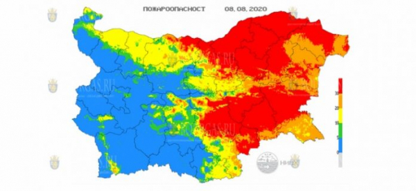8-го августа в 15 областях Болгарии объявлен Красный код пожароопасности