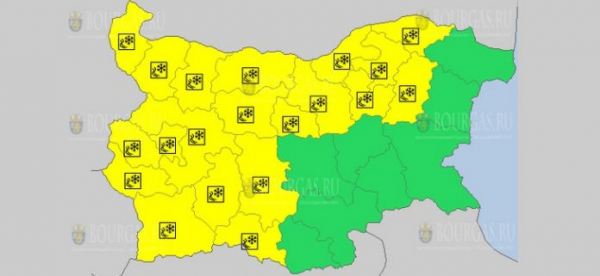 10-го марта в Болгарии объявлен Желтый код опасности