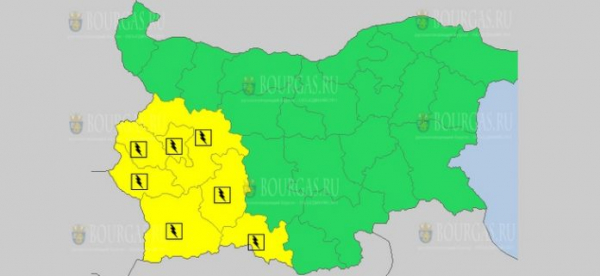 15-го мая в Болгарии объявлен Желтый код опасности