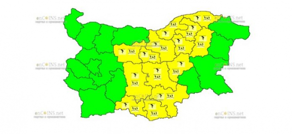 27-го июня в Центре Болгарии объявлен Желтый код опасности