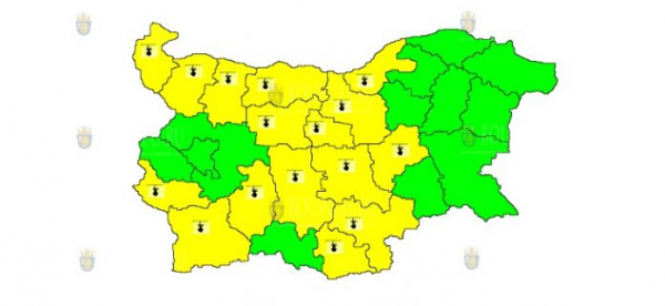 25-го июня в Болгарии объявлен Горячий Желтый код опасности