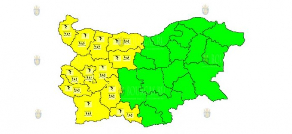 25 августа в Болгарии объявлен Желтый код опасности