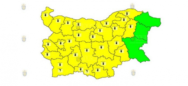 11 августа в Болгарии объявлен Желтый код опасности