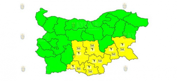 26 августа в Болгарии объявлен Желтый код опасности