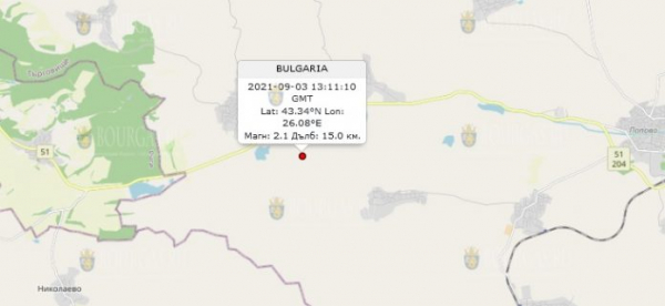 3 сентября 2021 года в Болгарии произошло землетрясение