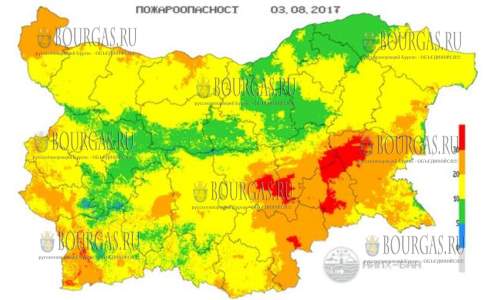 Риск возникновения пожаров в Болгарии остается достаточно высоким