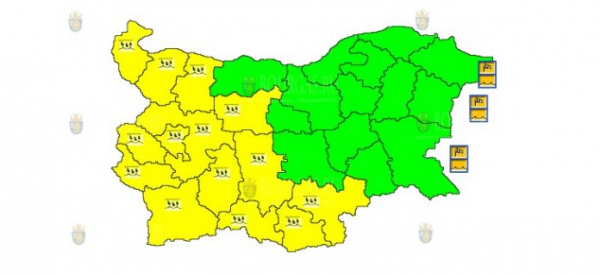 9 октября в Болгарии объявлен Желтый код опасности