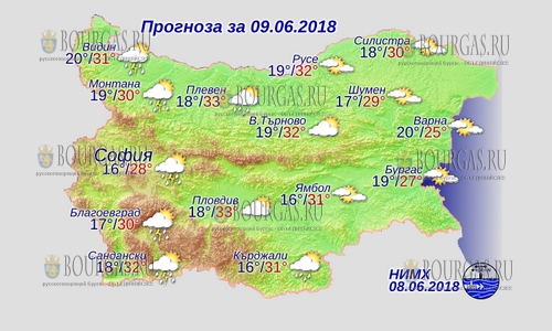 9 июня в Болгарии — днем +33°С, в Причерноморье +27°С