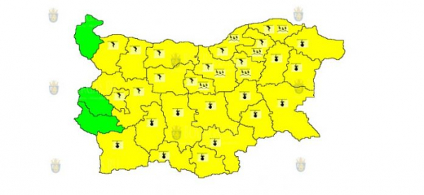 1-го июля во всей Болгарии объявлен Желтый код опасности